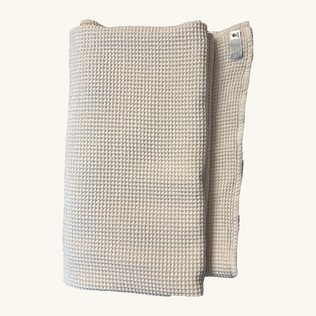 Boll & Branch waffle blanket — cream