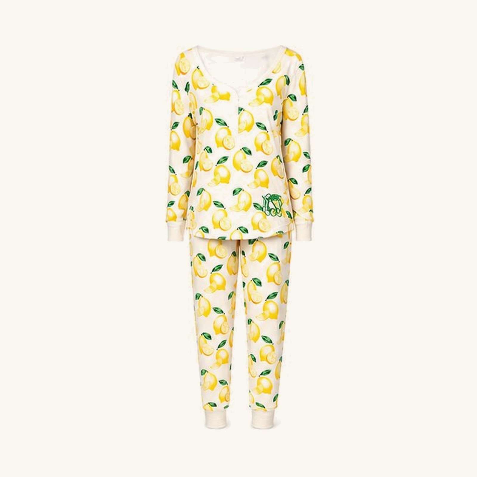 Soft lemon monogrammed pajamas